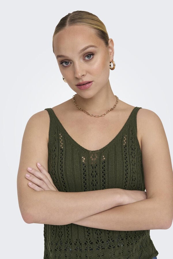Only Top de malha sem mangas verde