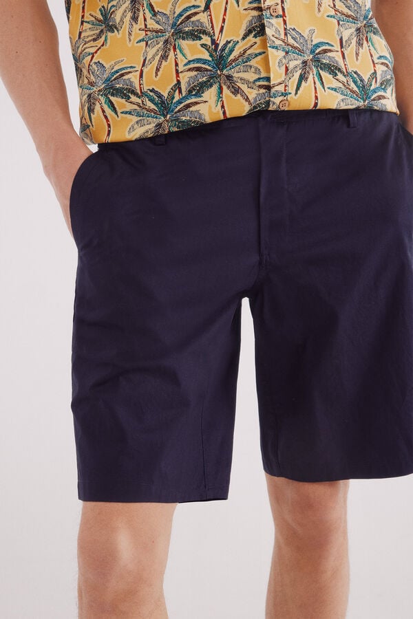 Springfield Bermuda popel&iacute;n comfort fit azul