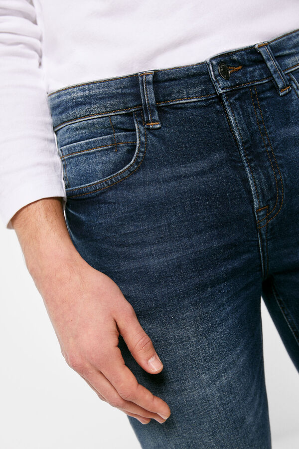 Springfield Jeans skinny lavagem escura manchada malva