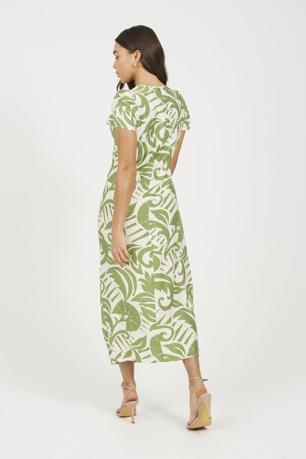 Brave Soul Vestido estampado de manga curta bege