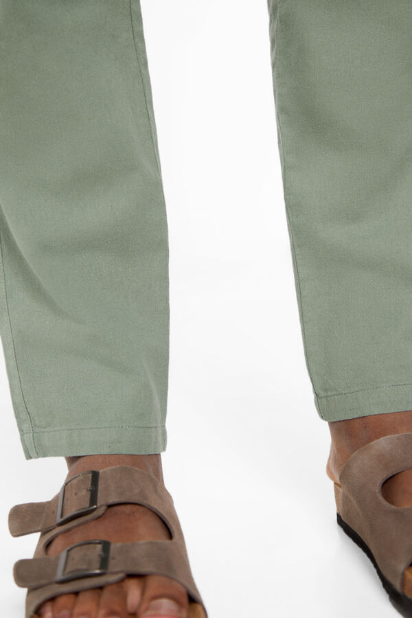 Springfield Pantal&oacute;n cargo lino slim fit verde