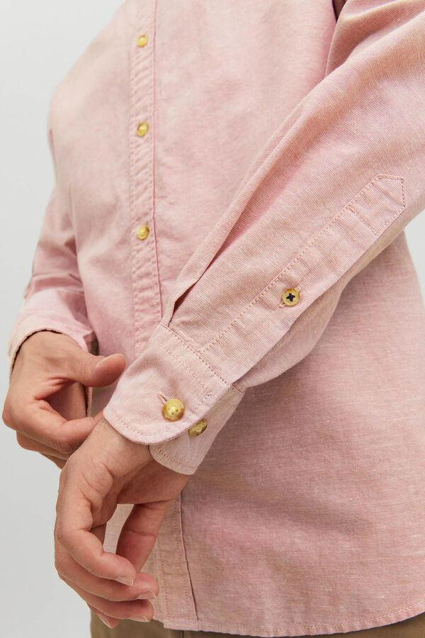 Jack & Jones Camisa lino manga larga gris