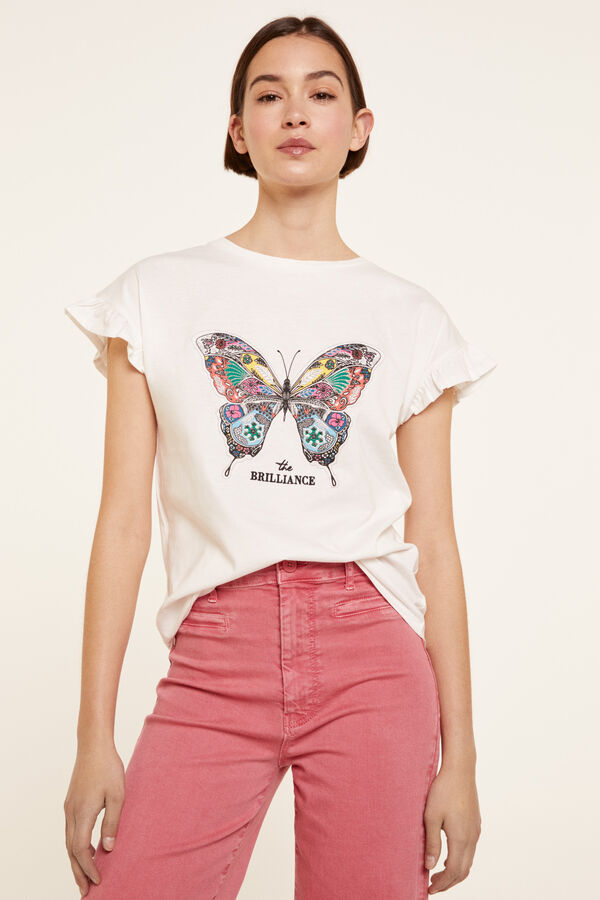 Springfield Camiseta Mariposa beige