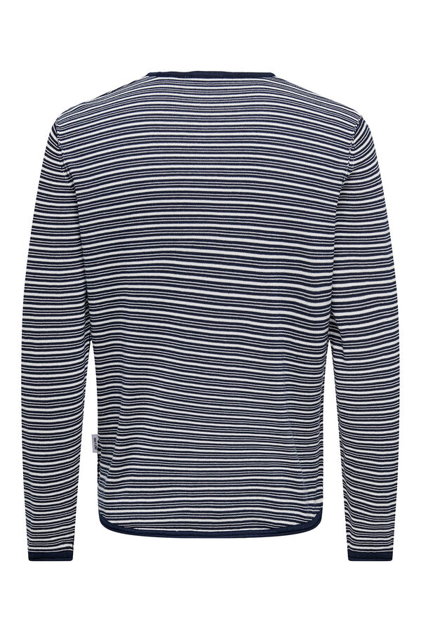 Only & Sons Suéter masculino com gola redonda e regular fit azul