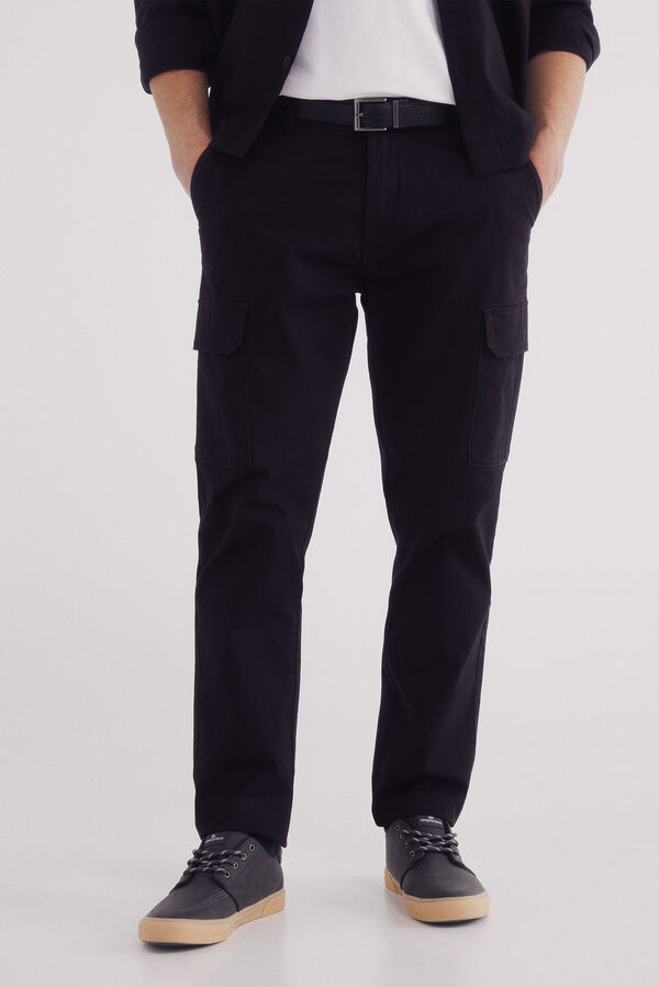 Springfield cal&ccedil;as chino cargo cargo slim fit e confort&aacute;veis preto