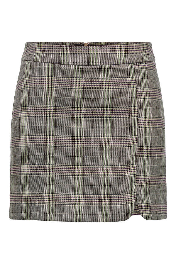 Only Saia curta em xadrez cru