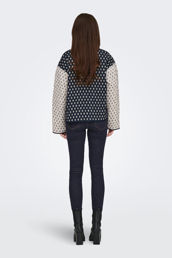 JDY Casaco estampado e acolchoado de manga comprida bege