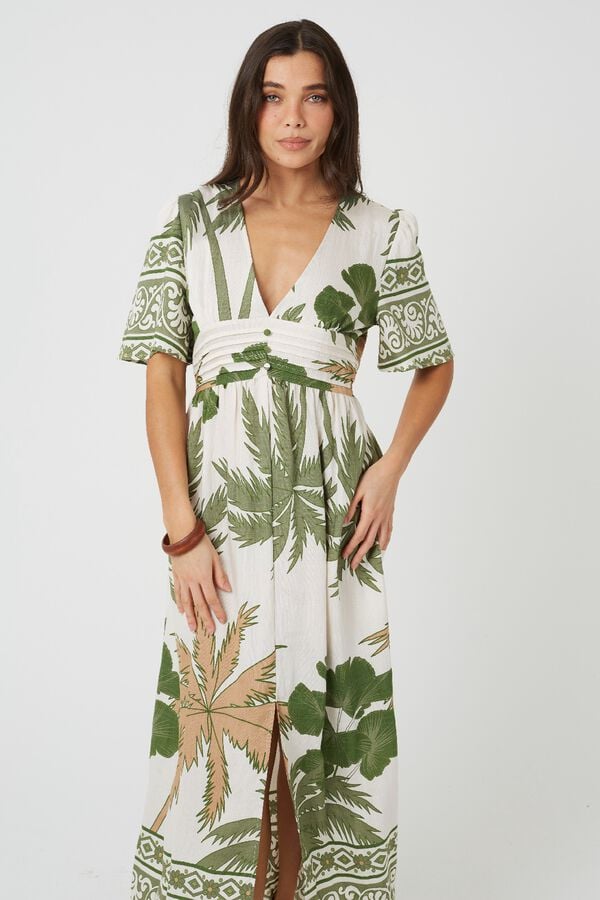 Brave Soul Vestido comprido estampado verde
