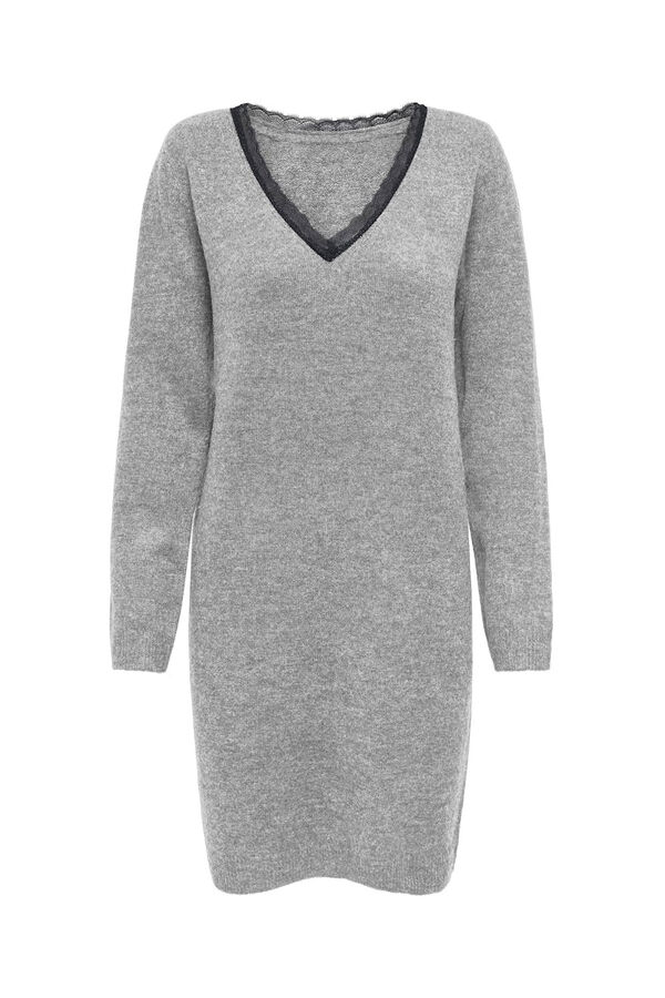 Only Vestido curto de malha revers&iacute;vel cinzento