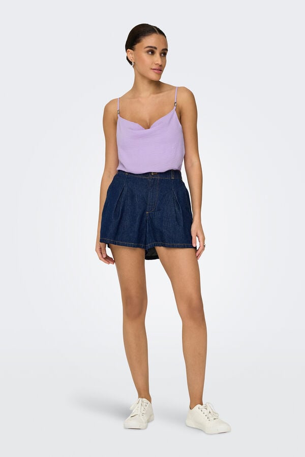 JDY Blusa de alças com decote drapeado rosa