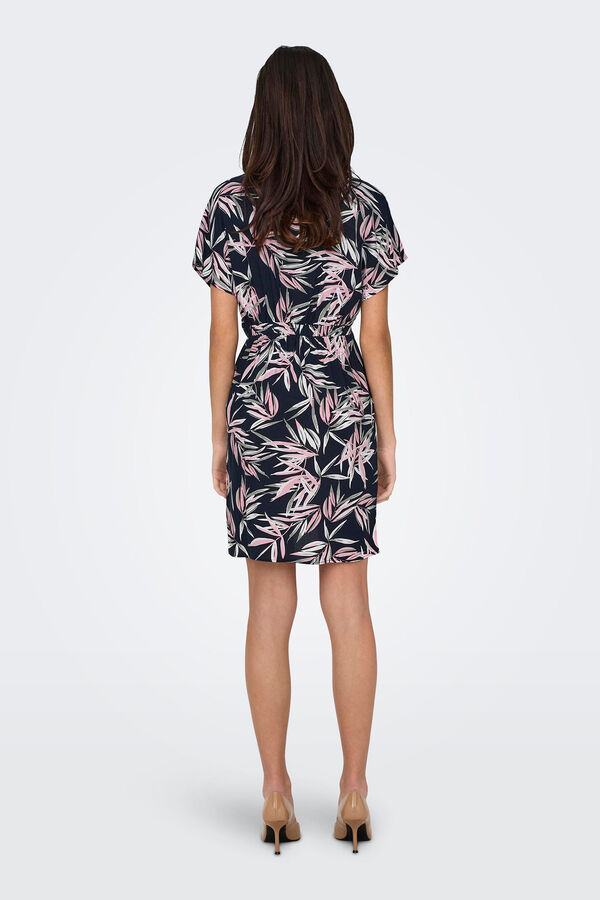 Only Vestido corto cuello pico gris