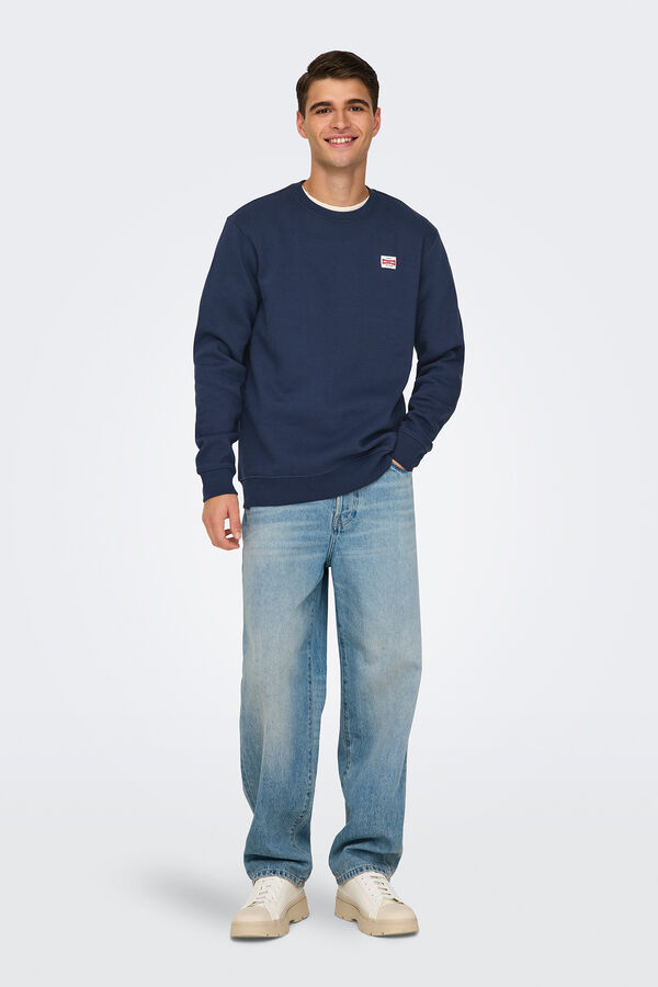 Only & Sons Herren-Sweatshirt mit regular fit und Rundhalsausschnitt. azul