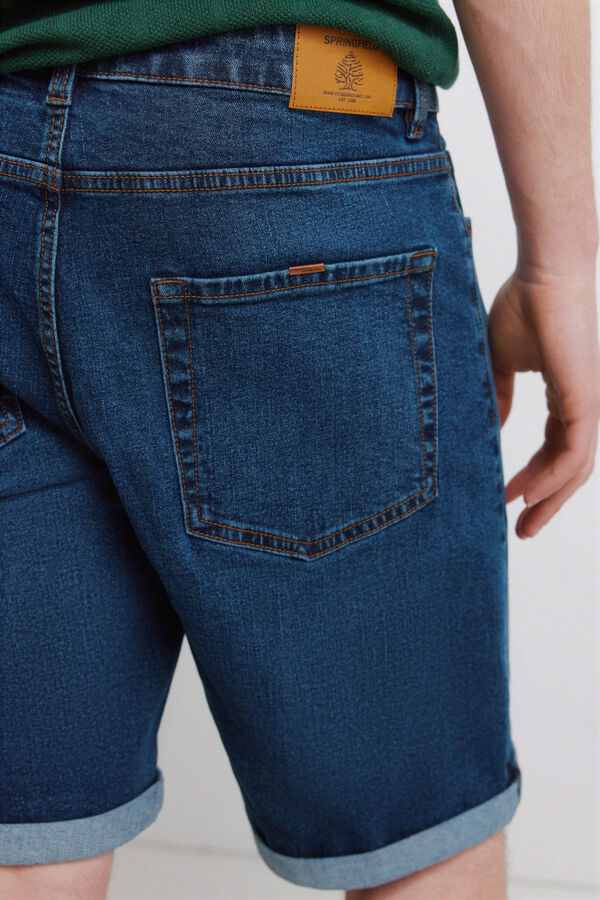 Springfield Bermuda vaquera b&aacute;sica lavado oscuro slim fit azul