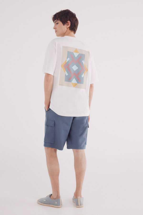 Springfield Bermuda linho cargo comfort fit azul