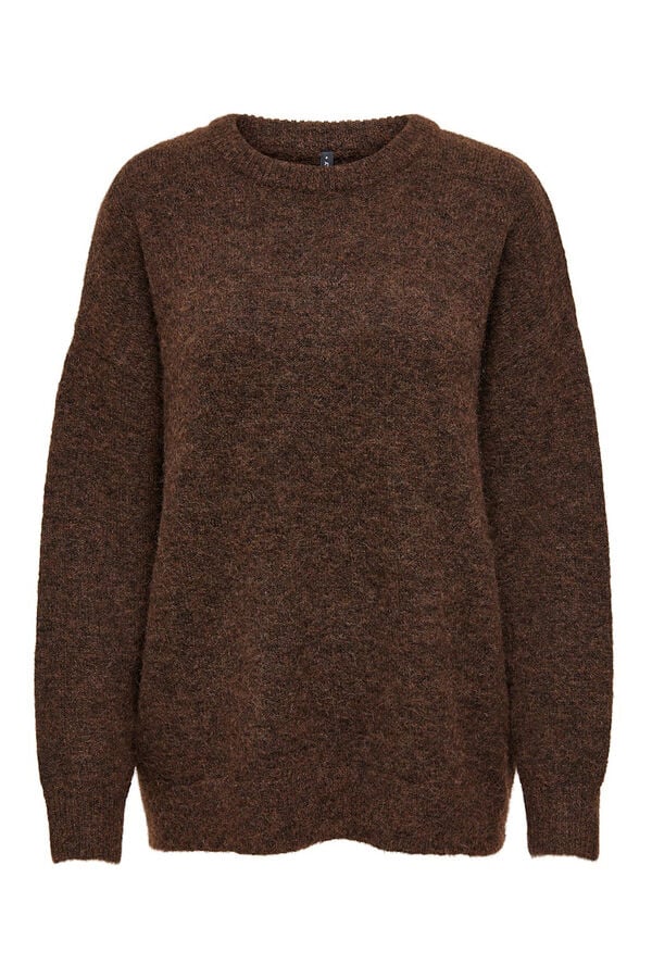 Only Jersey cuello redondo tostado