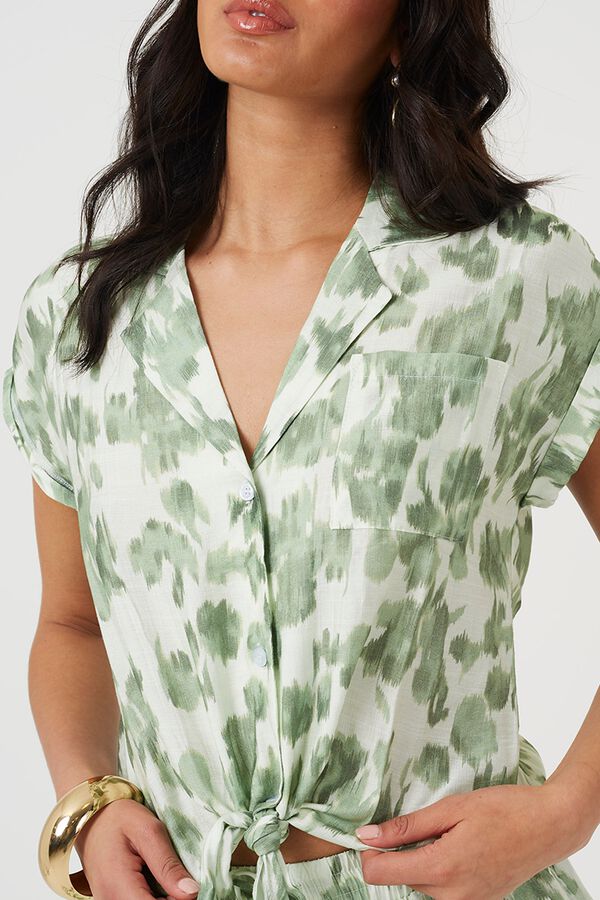 Brave Soul Blusa curta com n&oacute; na frente verde