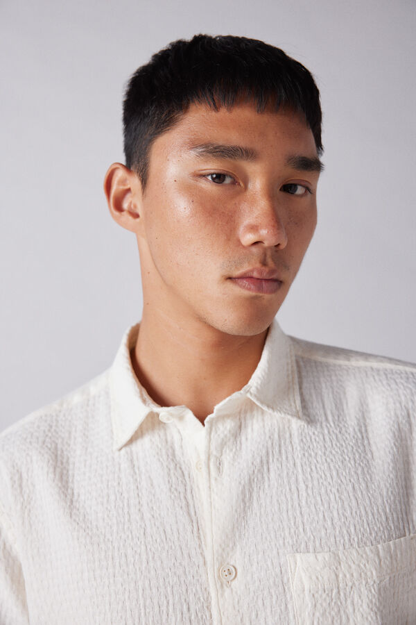 Springfield Camisa manga curta jacquard branco