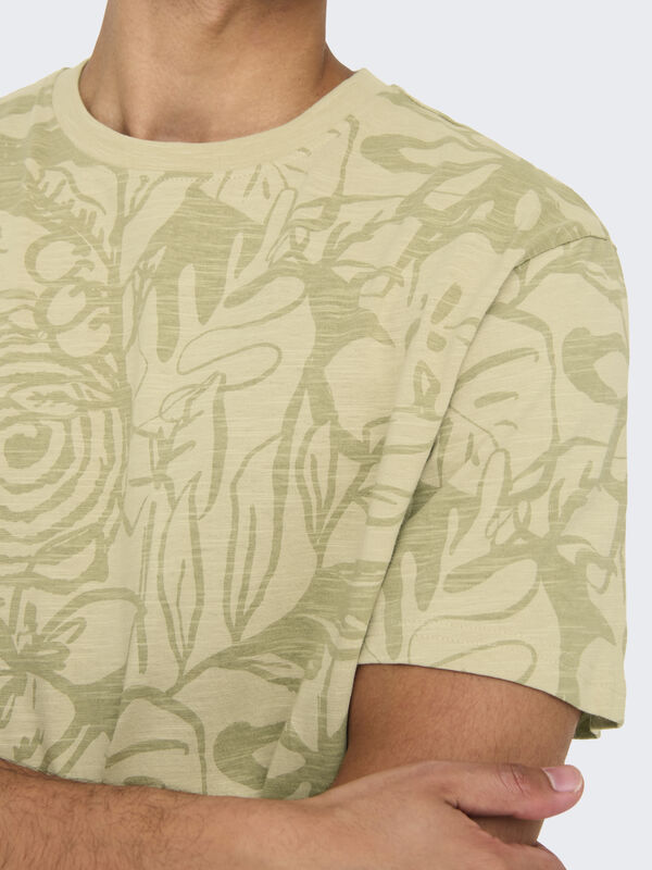 Only & Sons Camiseta manga corta estampada marr&oacute;n