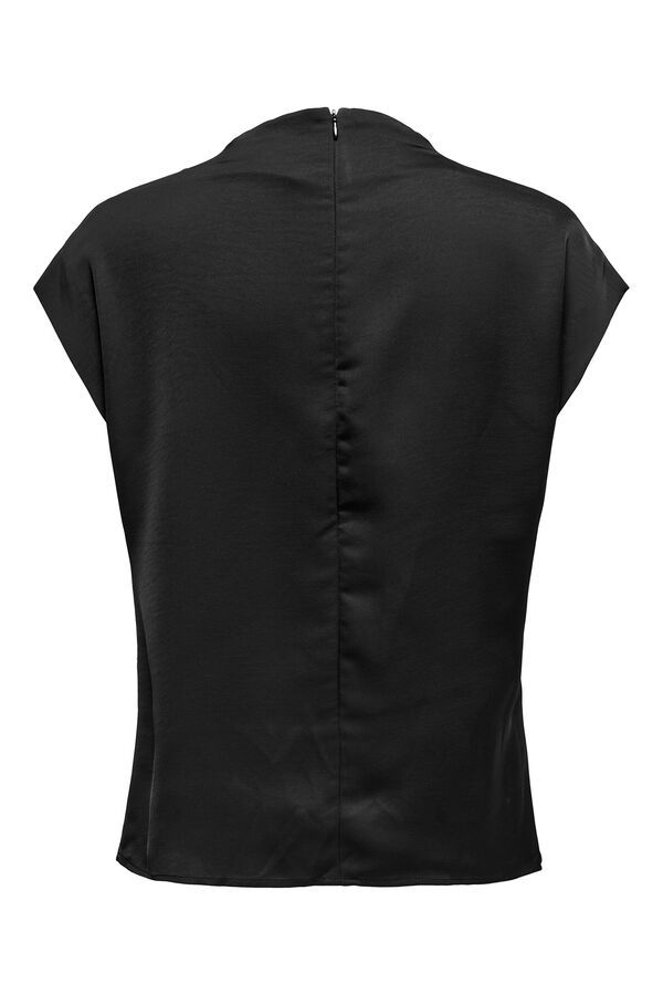 JDY Top de manga curta com gola perkins preto