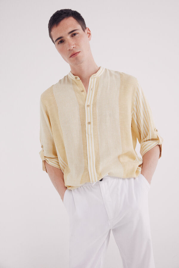 Springfield Pantal&oacute;n chino lino slim fit blanco