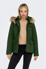 Only Parka con capucha con pelo verde