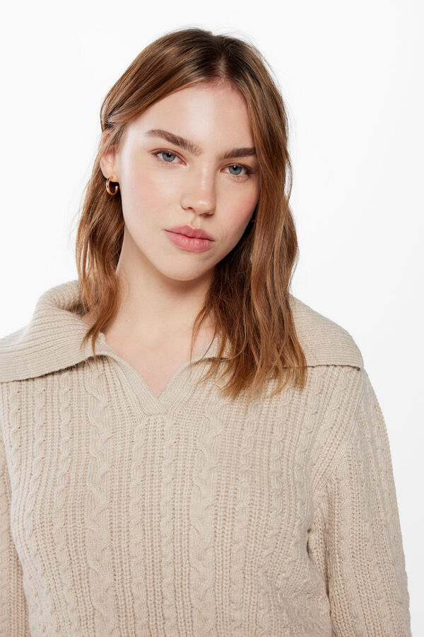 Springfield Camisola Polo Cable Knit natural
