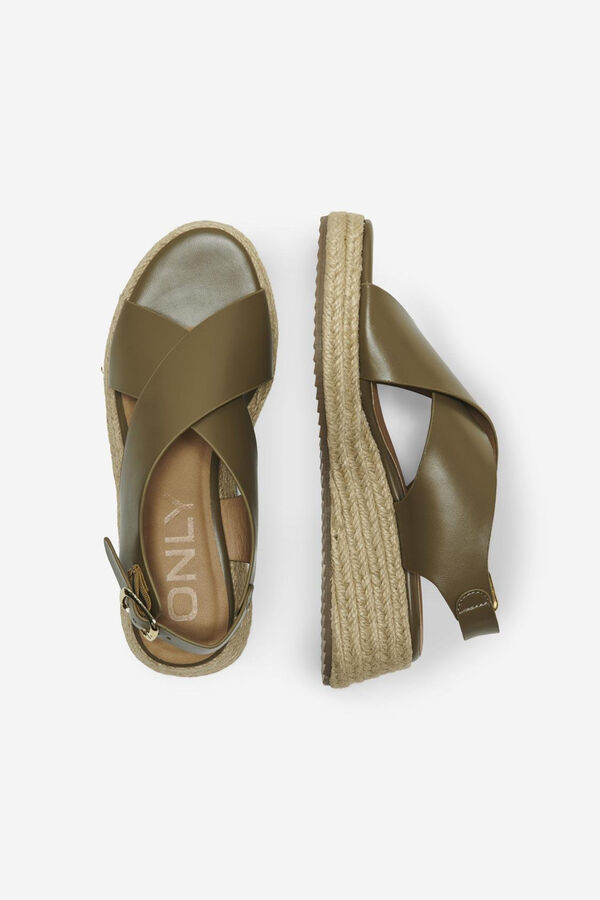 Only Sandalia cruzada tac&oacute;n alpargata kaki