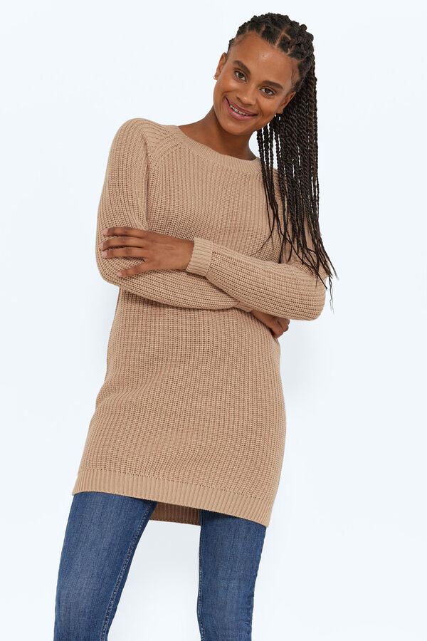 Noisy May Vestido malha em malha. cru