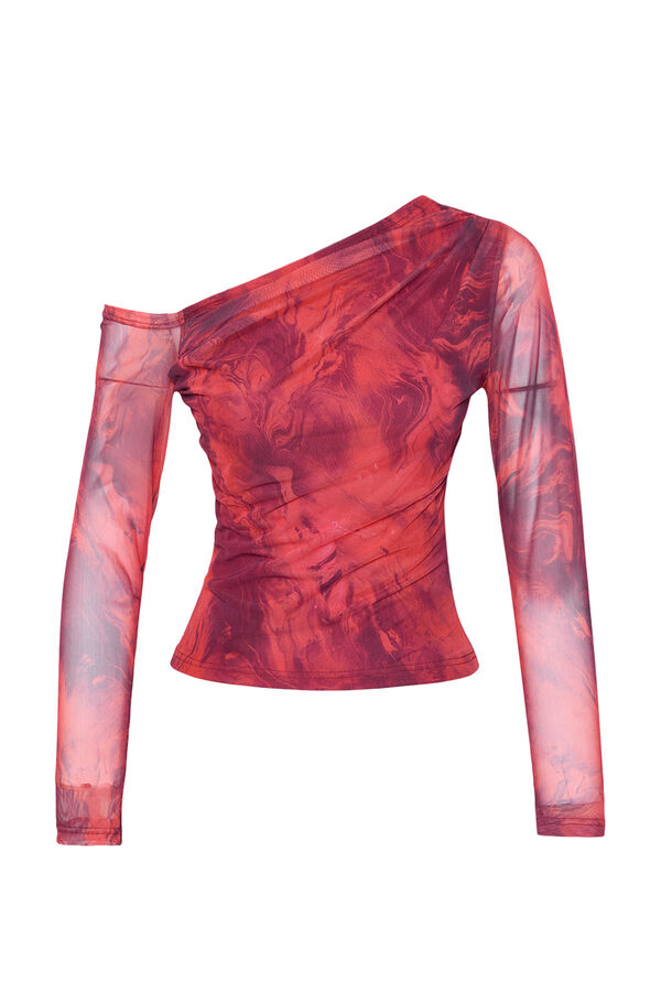 Trendyol Blusa escote asim&eacute;trico entallada rojo