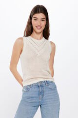 Springfield Top Pointelle Punto blanco