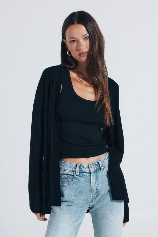 Springfield Cardigan abierto ligero negro