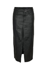 Noisy May Falda midi efecto coated. negro