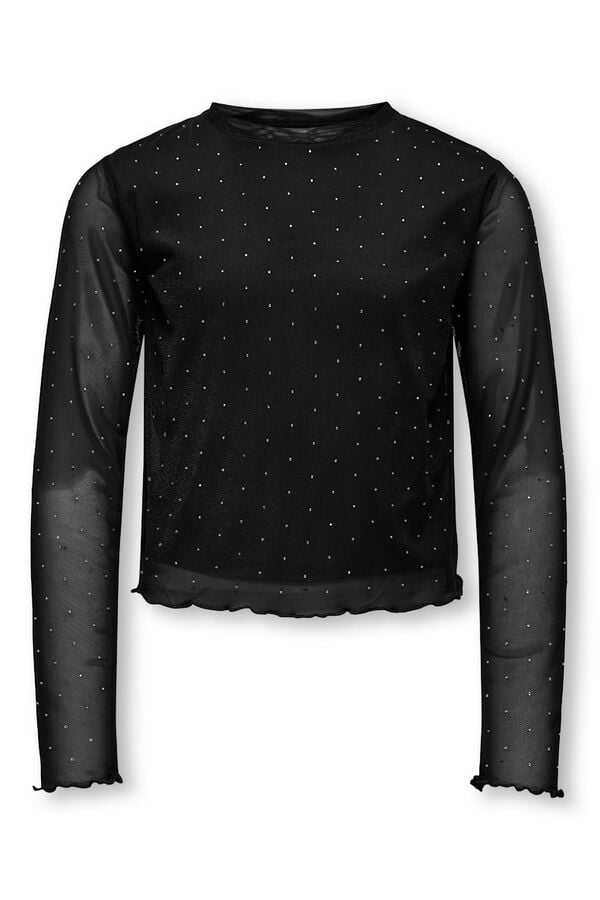 Only Girls Top de malha com detalhe de brilho preto