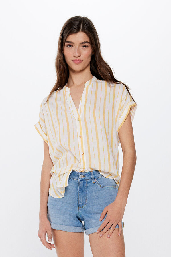 Springfield Blusa B&aacute;sica Cuello Mao Algod&oacute;n amarillo