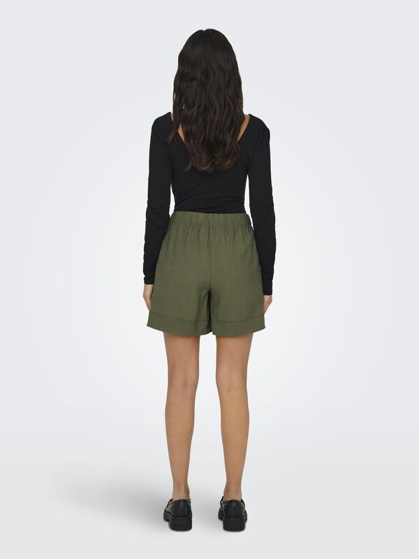 JDY Calças curtas fluidas Caqui escuro