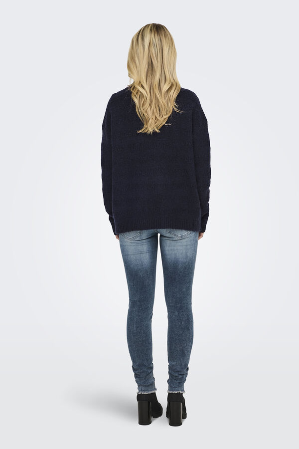 Only Jersey liso de cuello alto azul