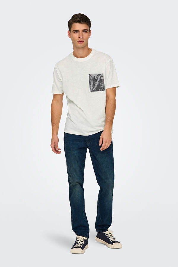 Only & Sons Camisola de manga curta com bolso branco
