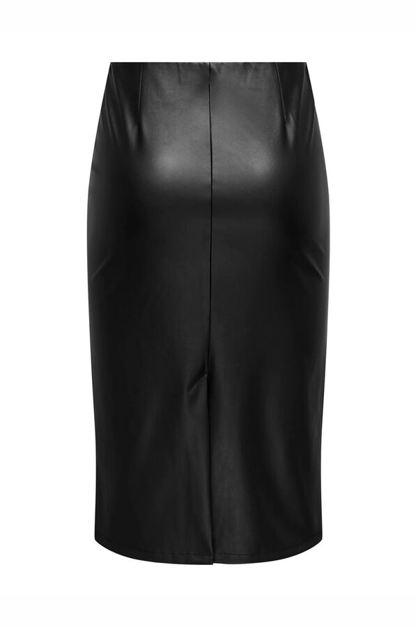 JDY Falda midi de polipiel negro