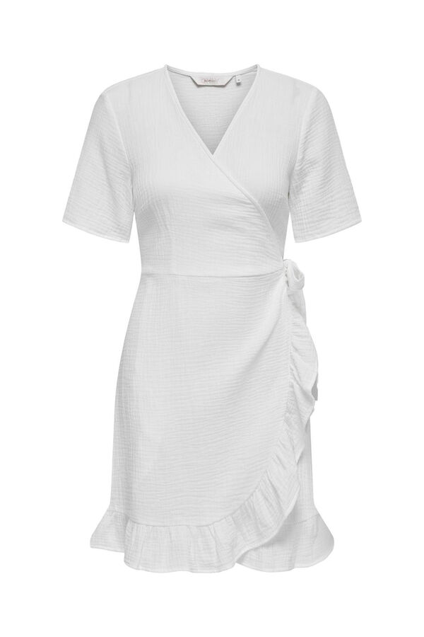 Only Vestido curto cruzado branco