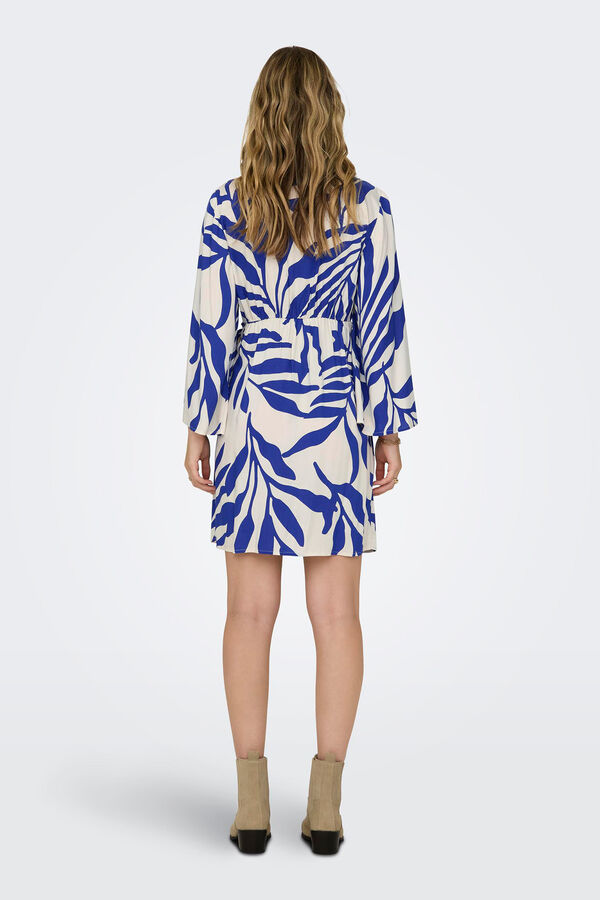 JDY Vestido curto cruzado azul