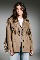 Only Blazer de camur&ccedil;a com franjas vison