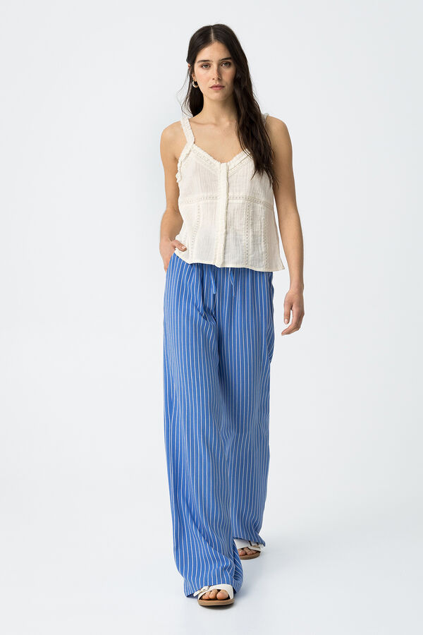 Tiffosi Calças riscas esvoaçantes azul