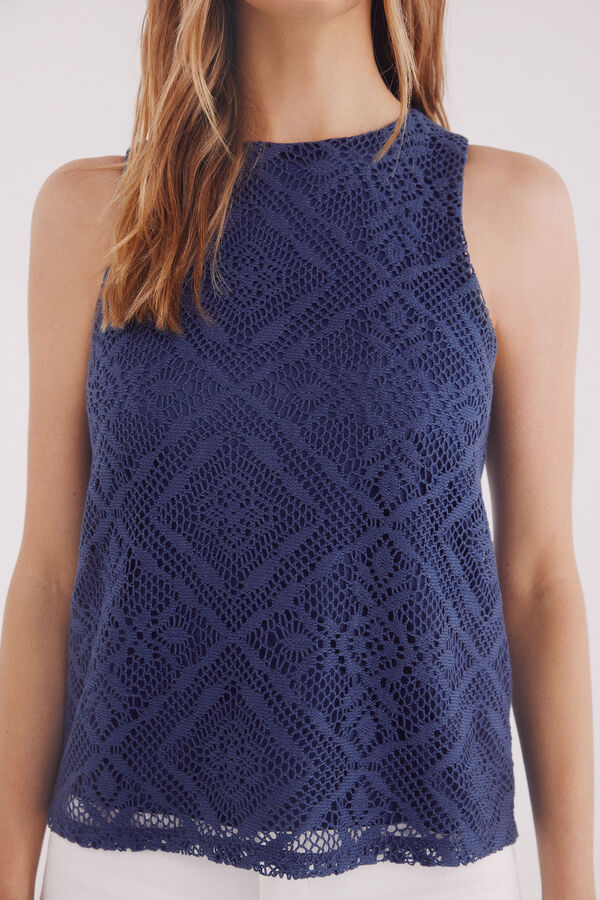 Springfield Top estructura rombos flores turquesa