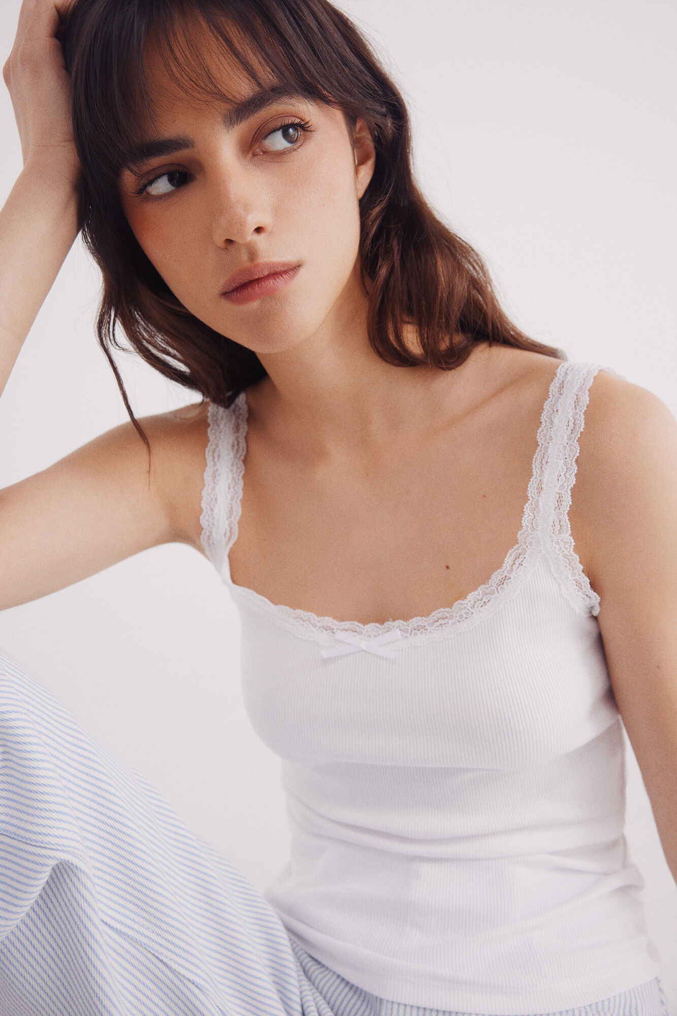 Springfield Camiseta tirantes puntilla escote