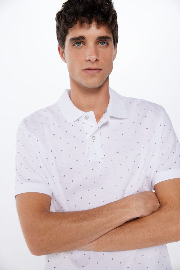 Springfield Polo piqu&eacute; estampado regular fit branco