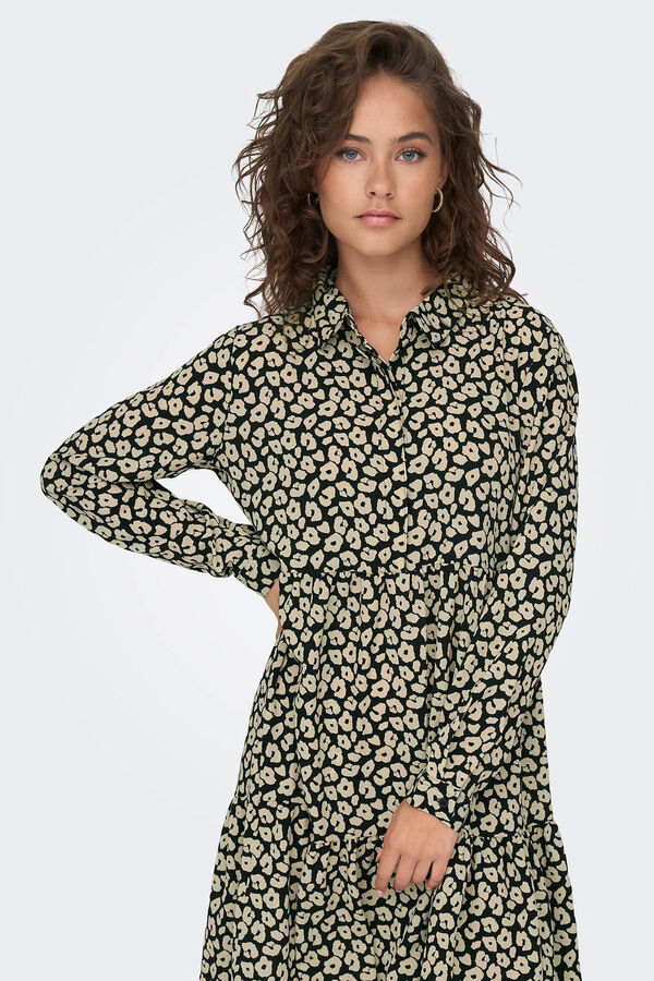 JDY Vestido estampado camiseiro cru