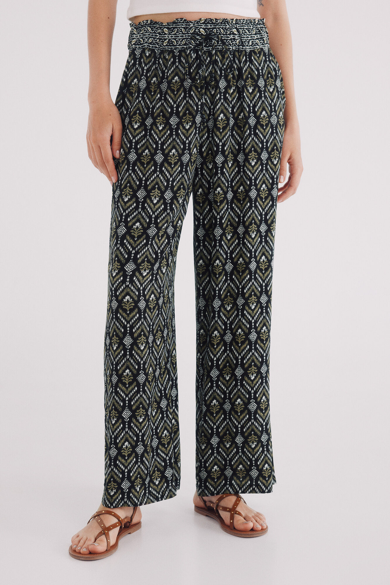 Springfield Pantal&oacute;n fluido palazzo estampado