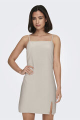 Only Vestido de tirantes con lino gris