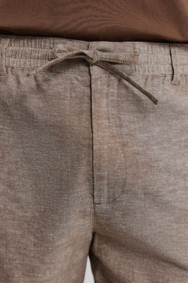 Springfield Bermuda lino comfort slim fit marr&oacute;n