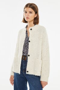 System Action Cardig&atilde; de tweed com gola redonda